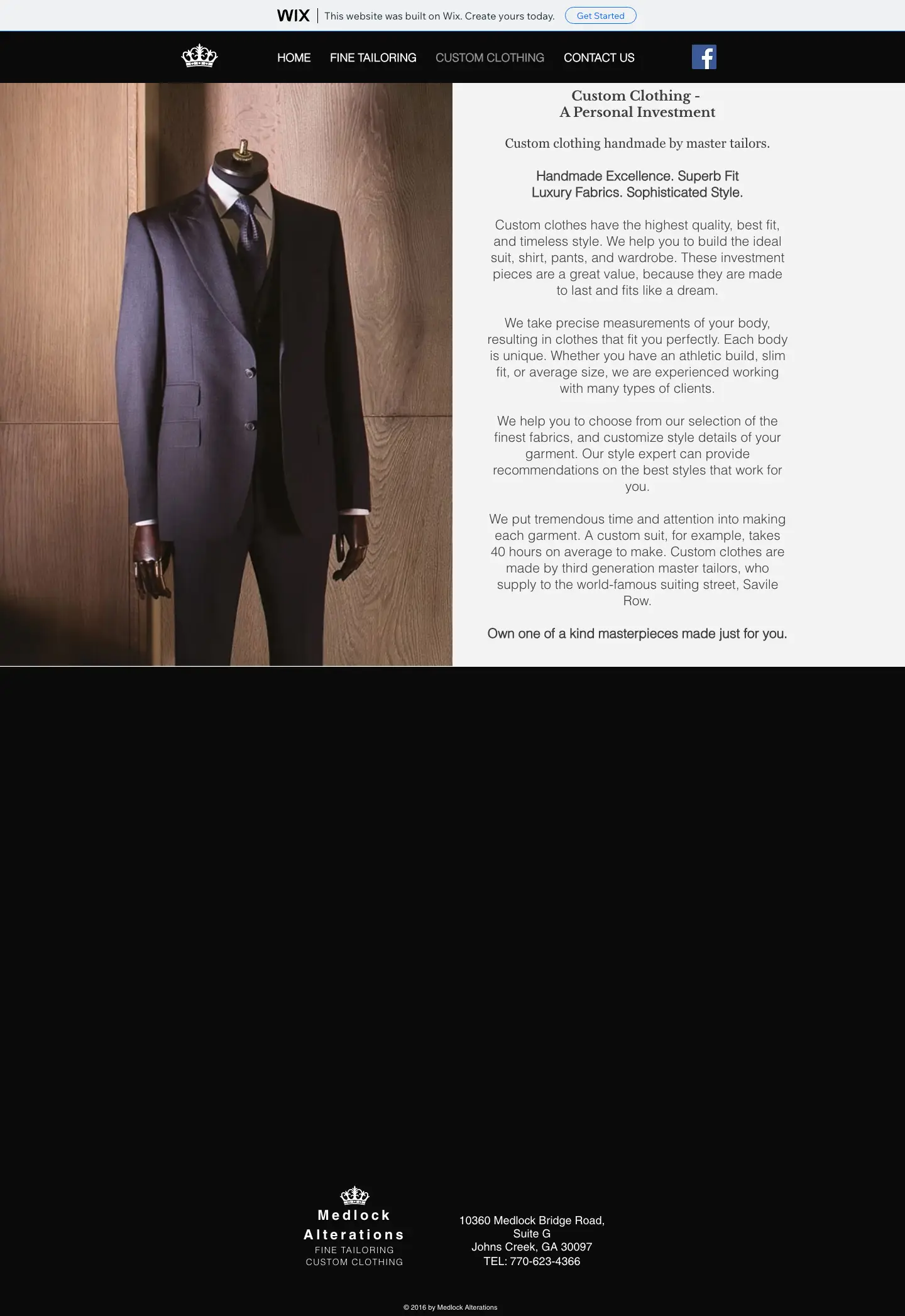 Medlock Alterations' real website, before the concept redesign